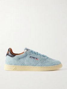 Flat Low leather-trimmed suede sneakers