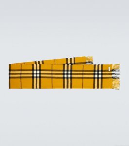 BurberryBurberry Check fringed cashmere scarf