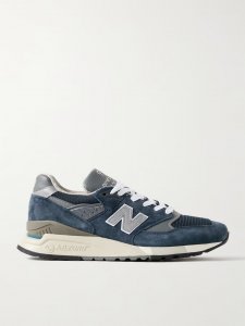 998 Core rubber-trimmed leather, mesh and suede sneakers