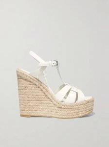 Tribute woven leather espadrille wedge sandals