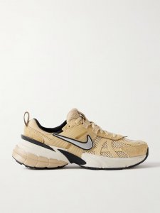 V2K Run rubber, suede and metallic leather-trimmed mesh sneakers