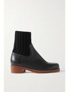 Hobbes ribbed cashmere-trimmed leather Chelsea boots