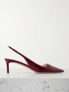 Embellished patent-leather slingback pumps