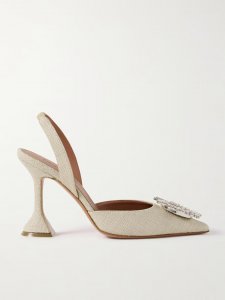 Begum Swarovski crystal-embellished canvas slingback pumps