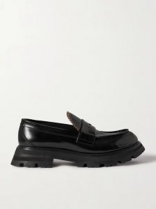 Glossed-leather exaggerated-sole loafers