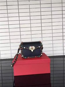 Valentino Rockstud small Black with multicolored cabochons