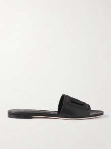 Bianca logo-embossed cutout leather slides