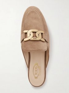 Embellished suede slippers