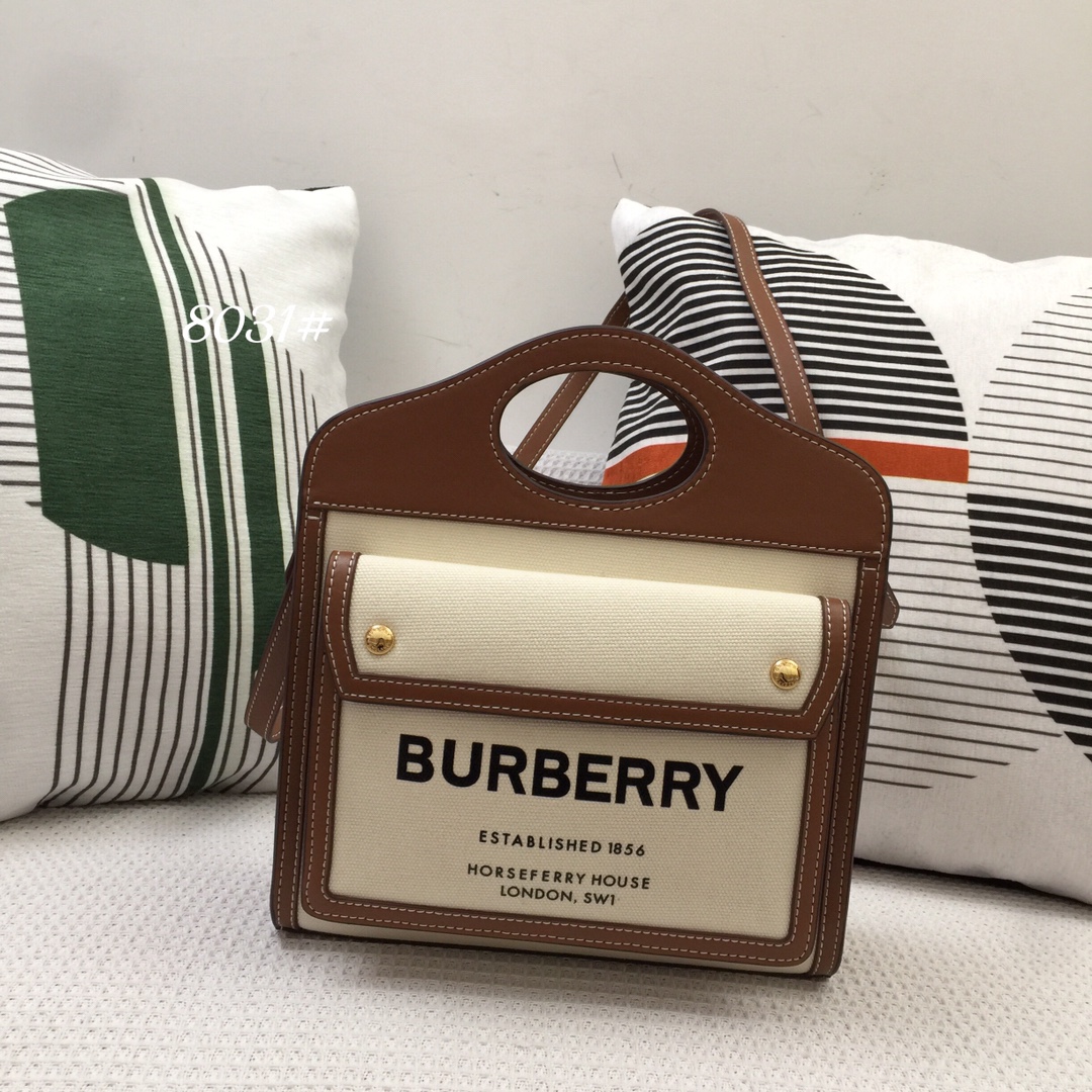 BURBERRY HANDBAG Brown with Off-White Accents