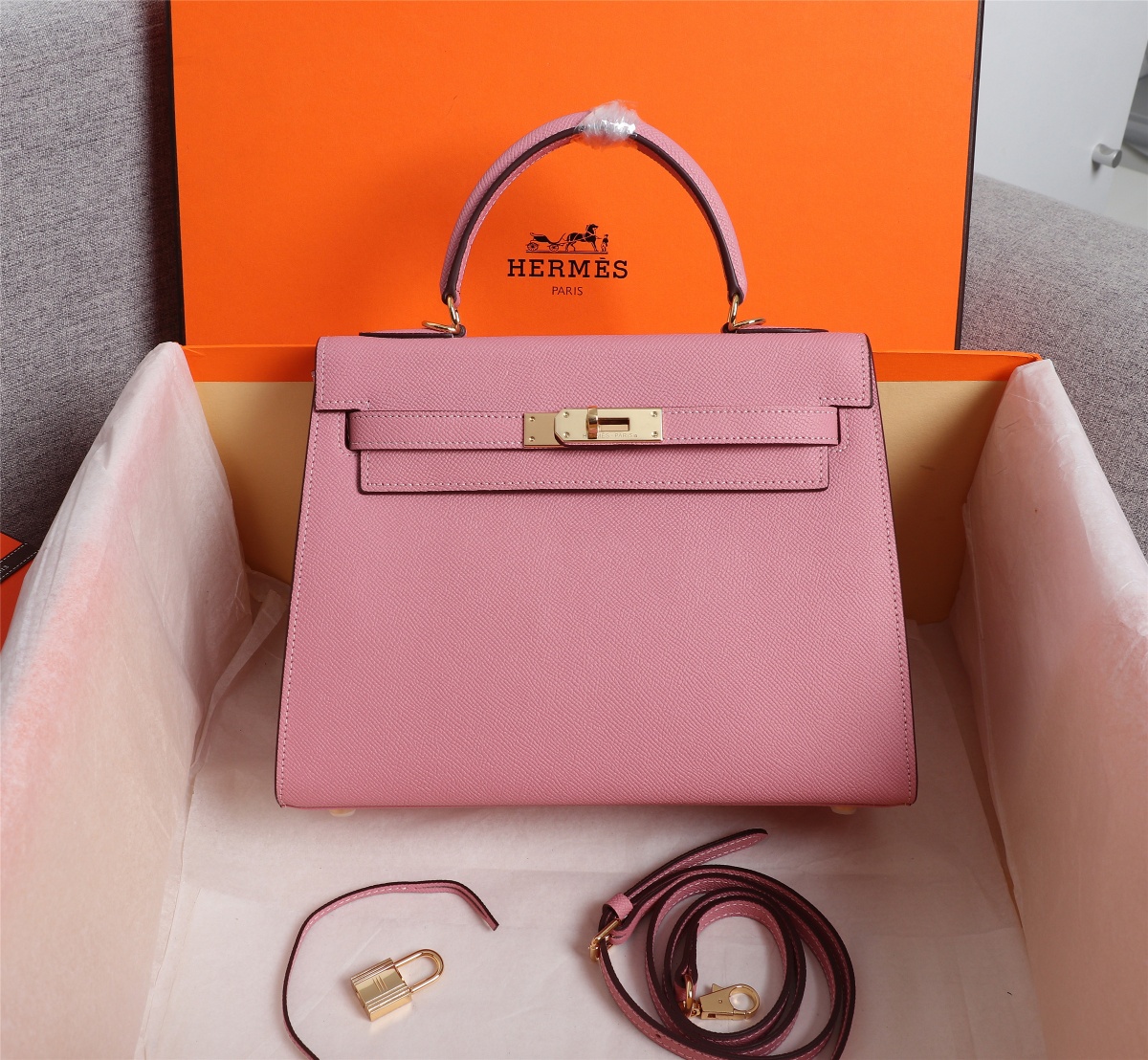 HERMES handbag pink