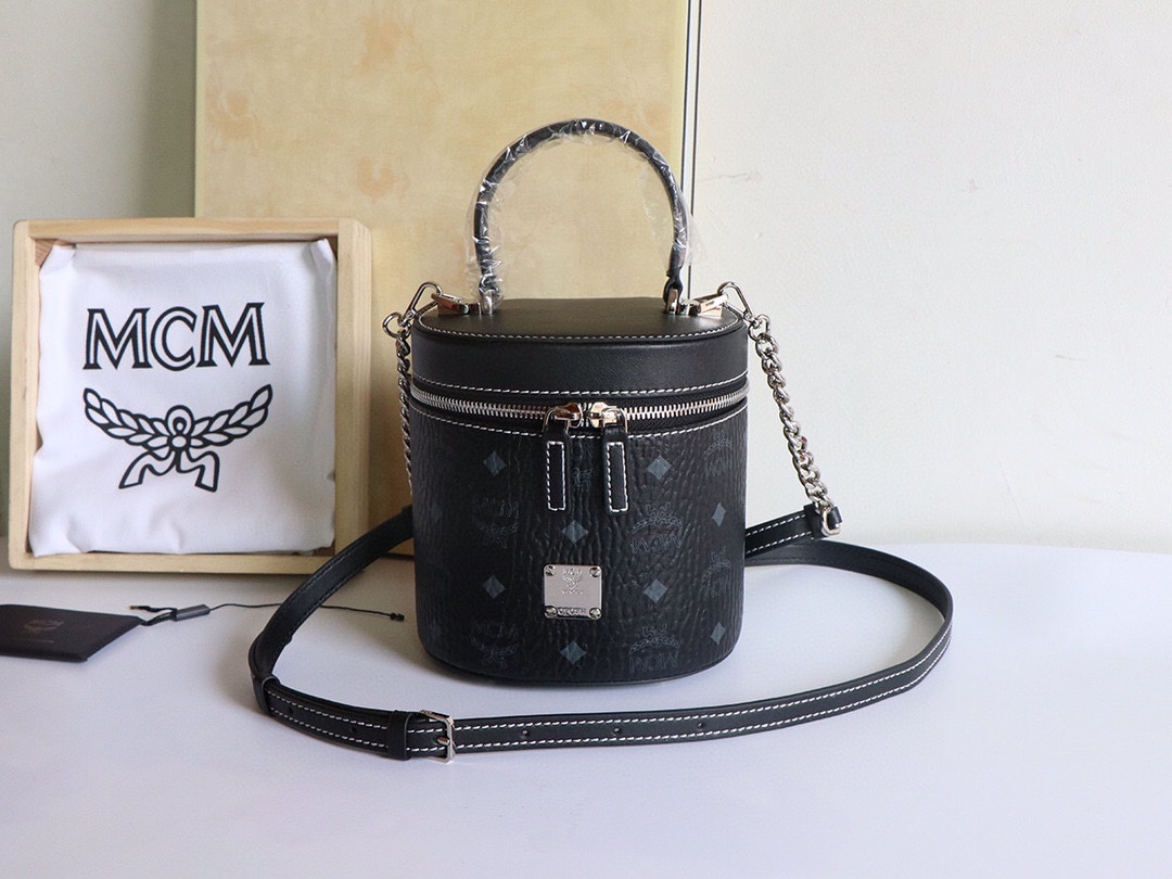 MCM WORLDWIDE CYLINDRICAL BAG black