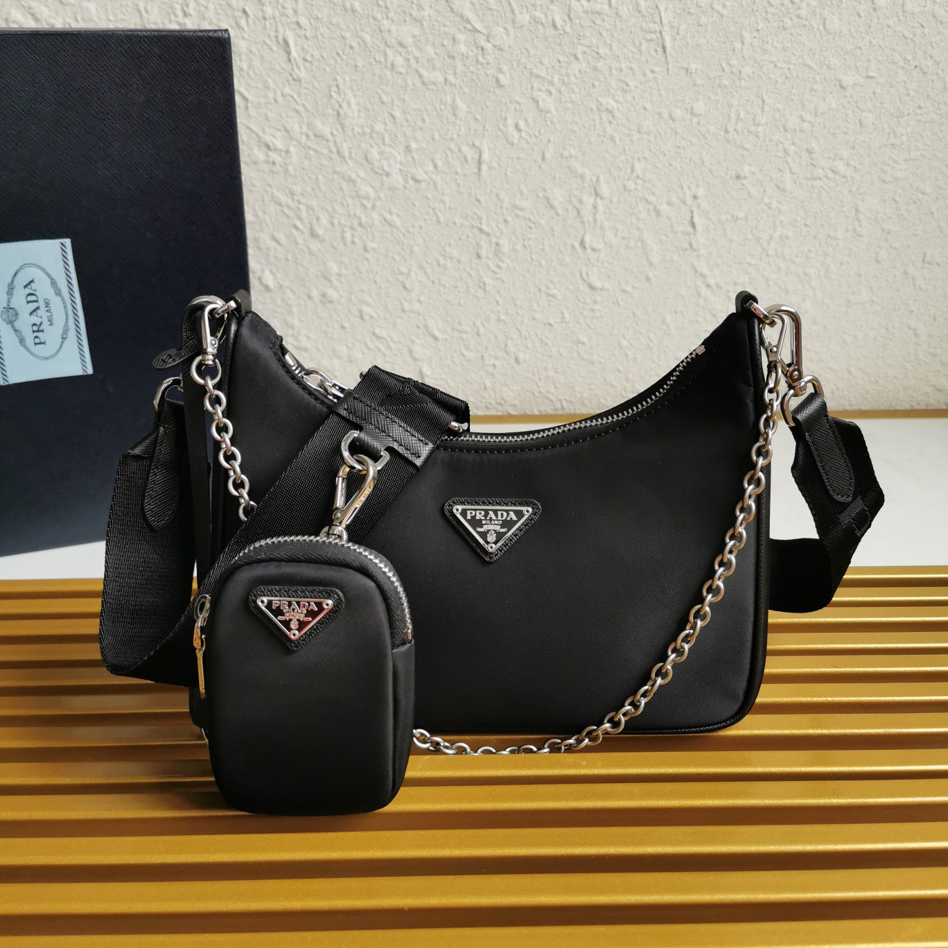 PRADA HANDBAG HOBO black