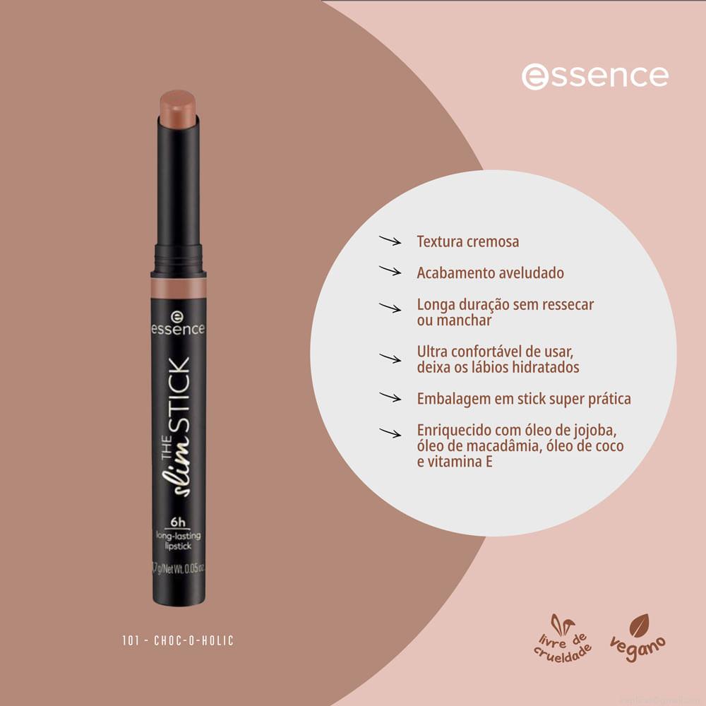 Batom Cremoso Aveludado Essence The Slim Stick 101 Choco 1,7 g