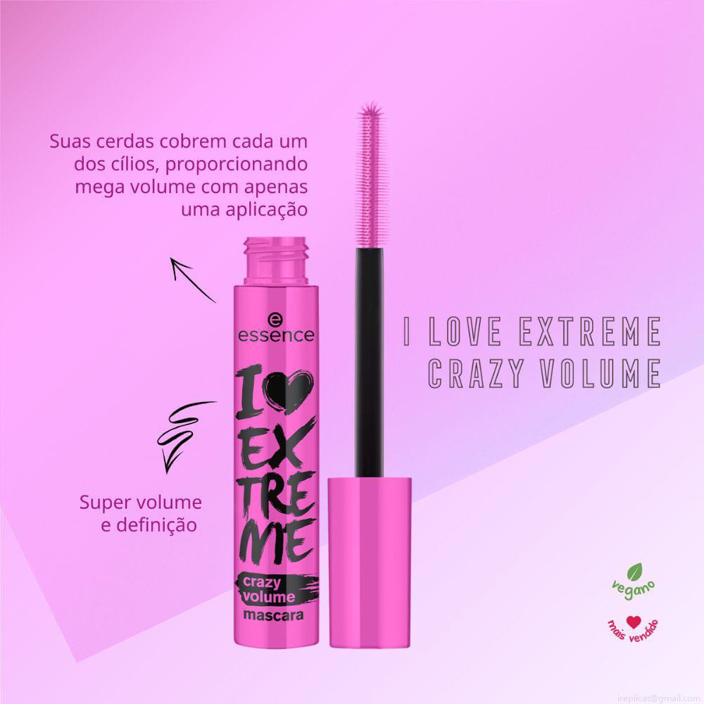 Máscara para Cílios de Volume Essence I Love Extreme Crazy Volume Preto 12 ml