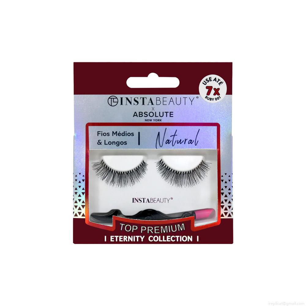 Cílios Postiços Longo Natural Absolute New York Eternity Ruby 001 Preto 1 Par