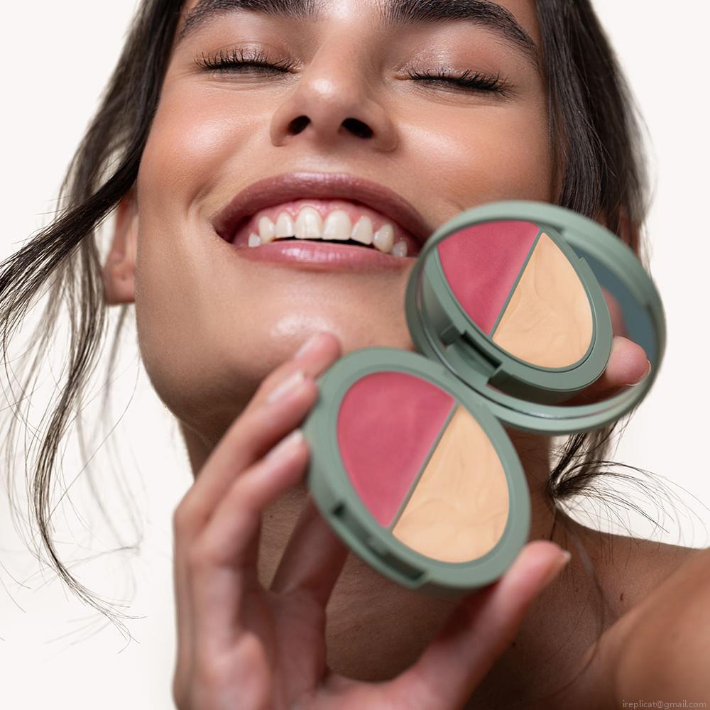 Blush e Iluminador Multifuncional Duo Care Natural Beauty Pink & Champagne 10 g