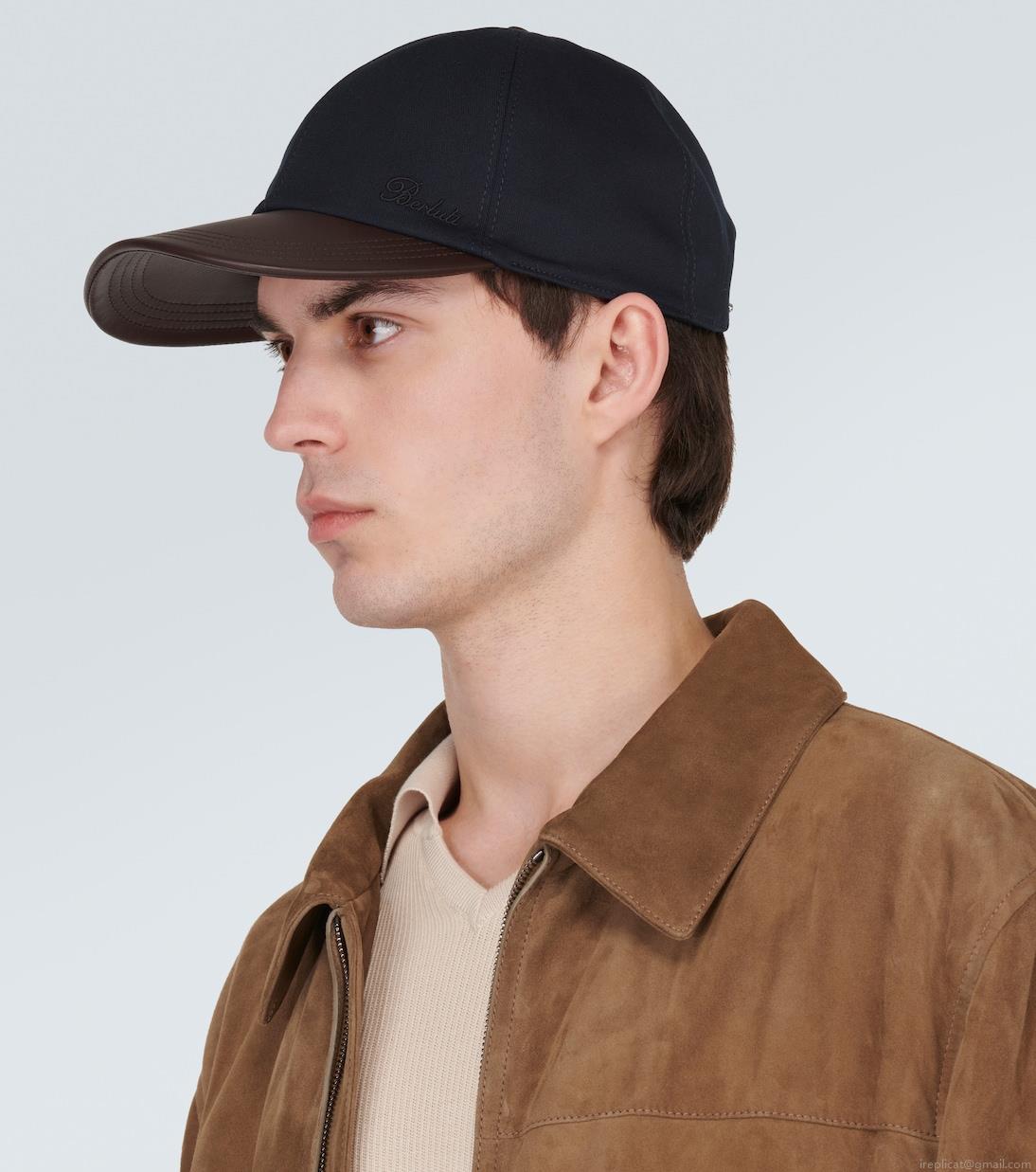 BerlutiLeather-trimmed cotton baseball cap