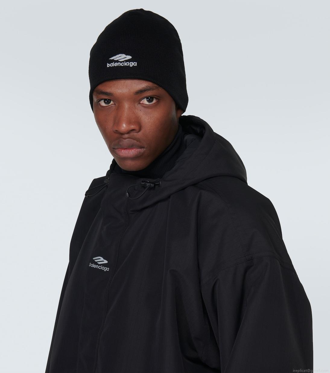 Balenciaga3B Sports Icon ribbed-knit beanie