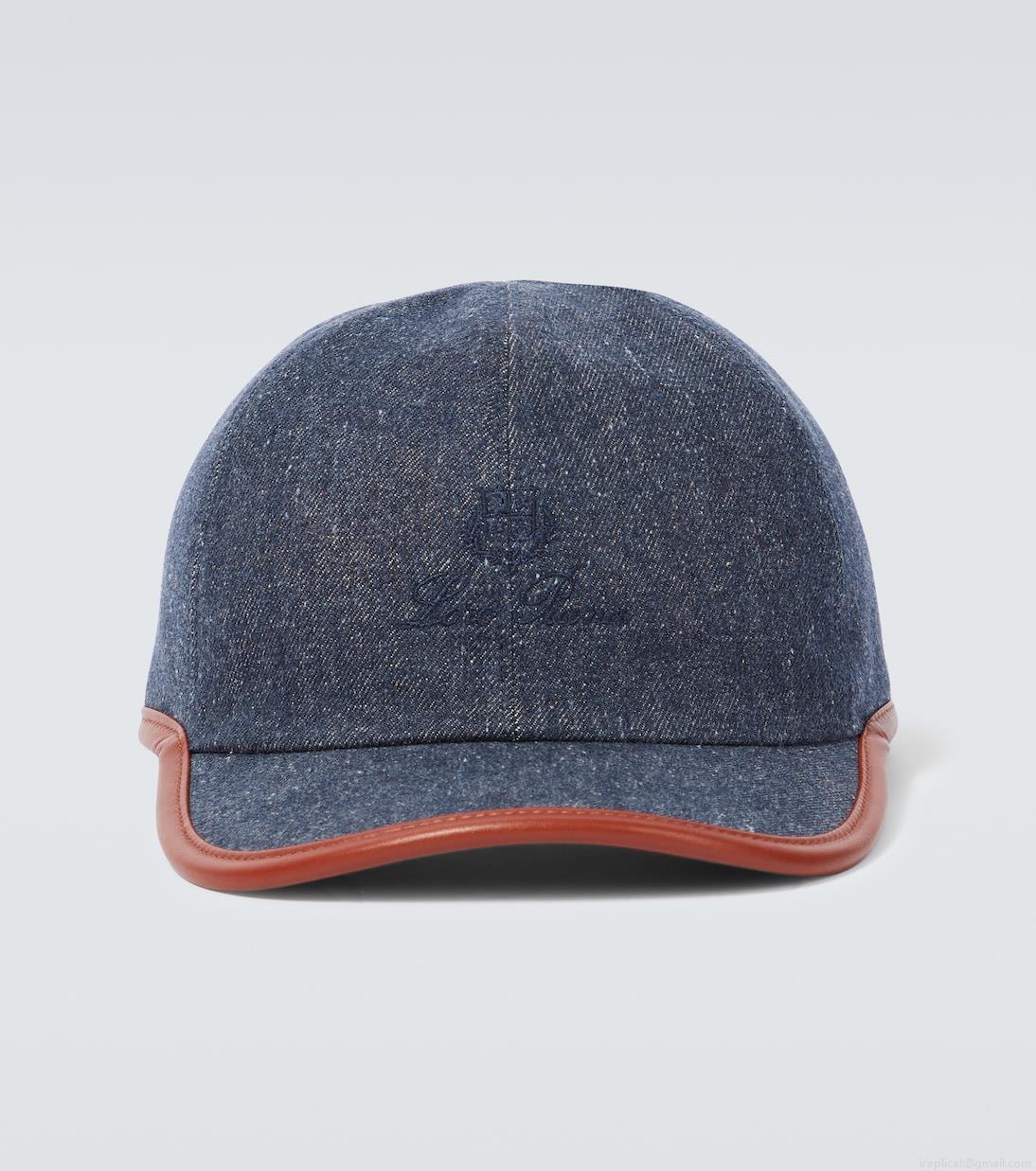 Loro PianaMy leather-trimmed denim baseball cap