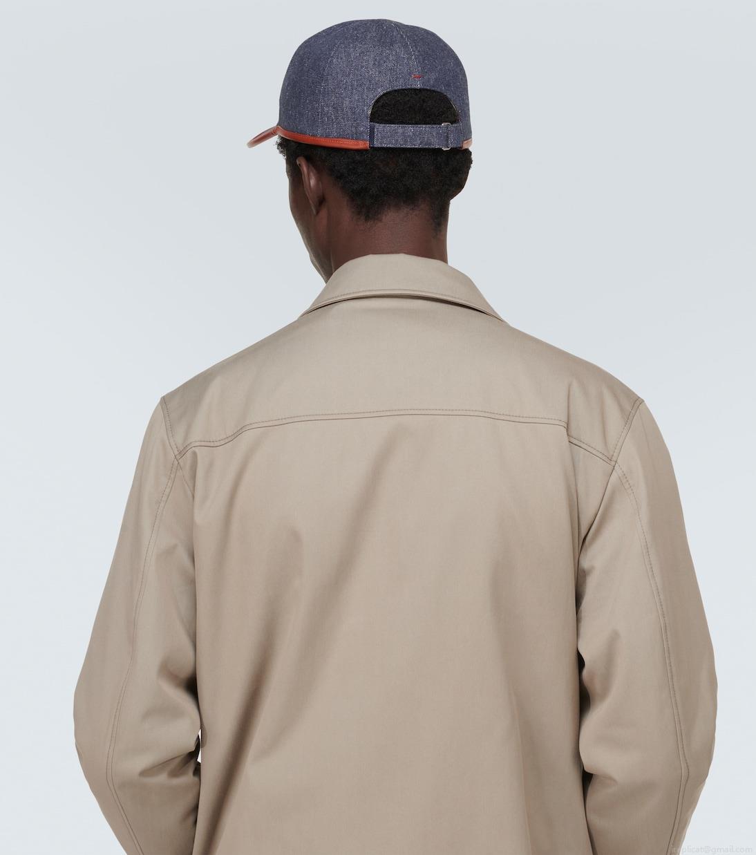 Loro PianaMy leather-trimmed denim baseball cap