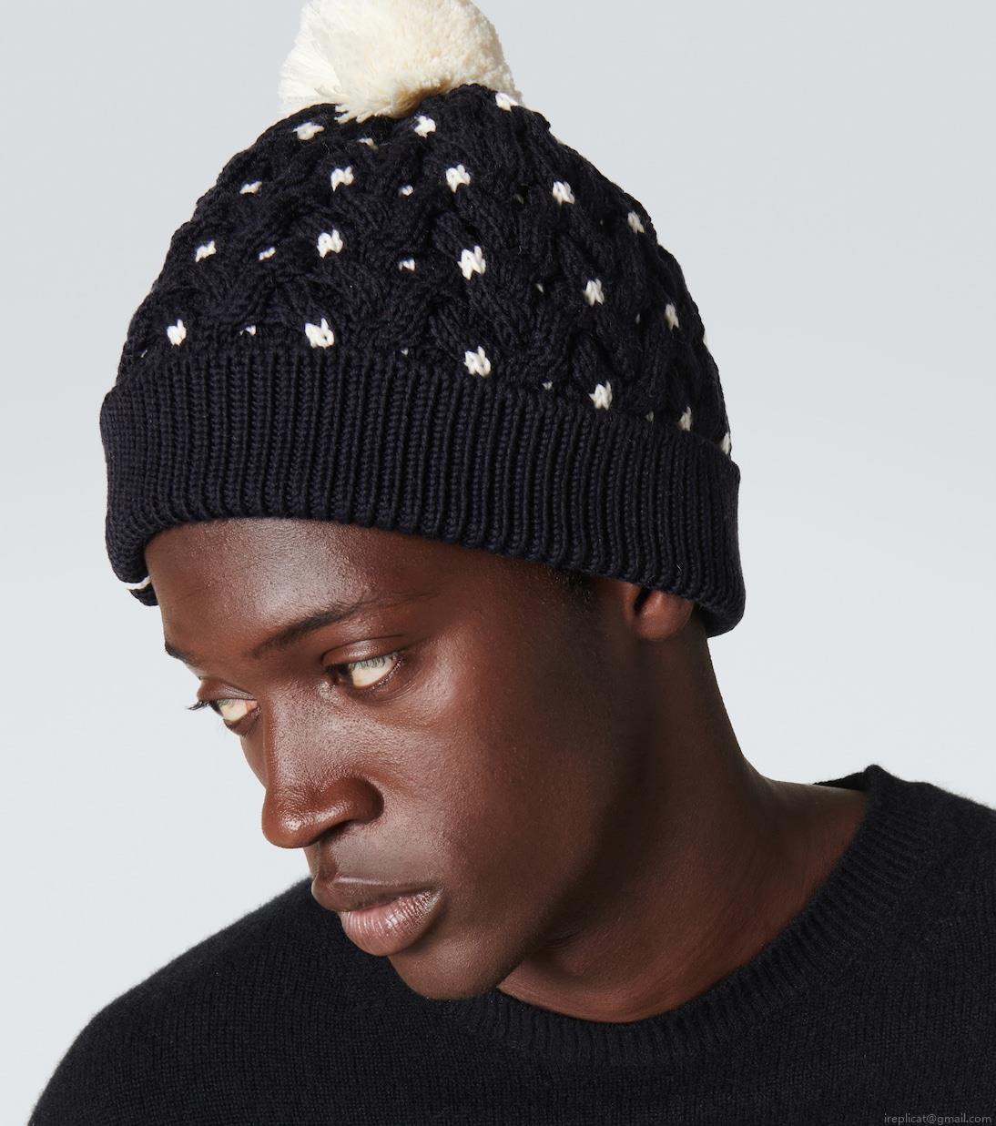 Thom BrowneIntarsia cable-knit wool beanie