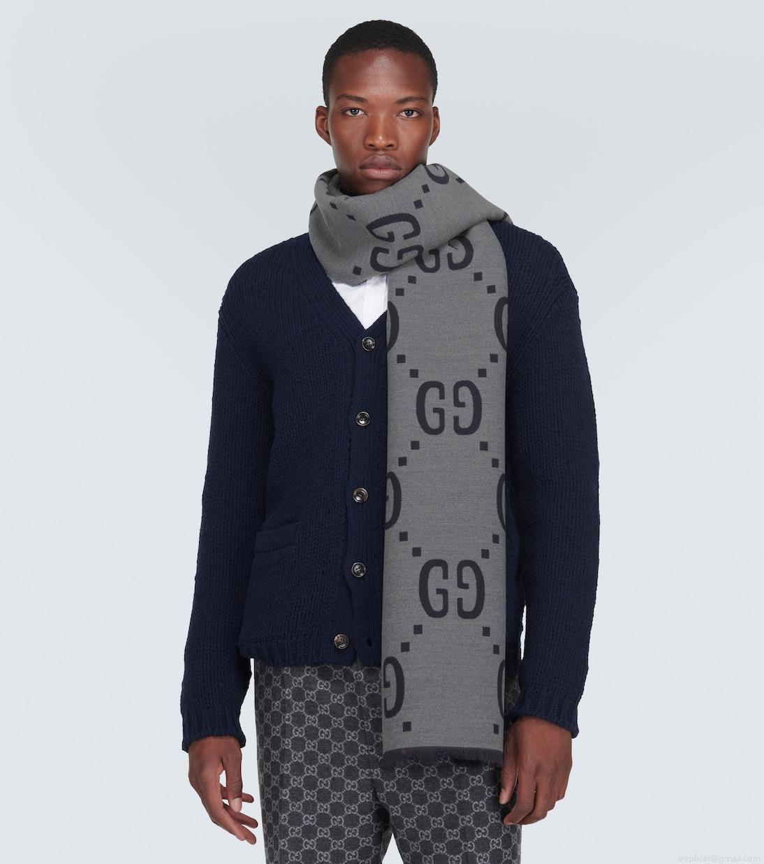 GucciGG jacquard wool-silk scarf