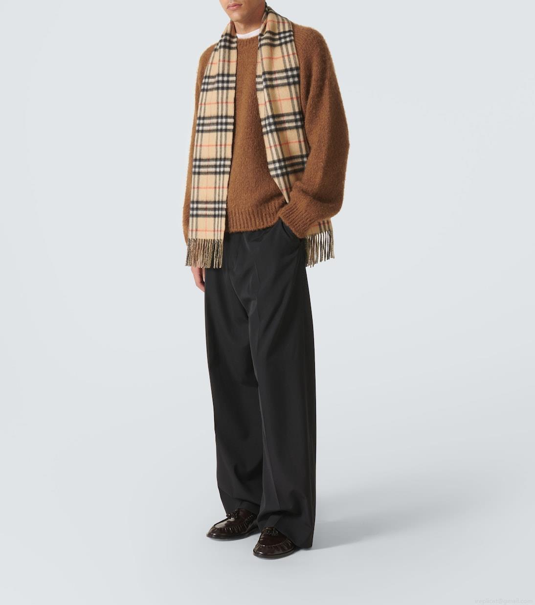 BurberryBurberry Check fringes cashmere scarf