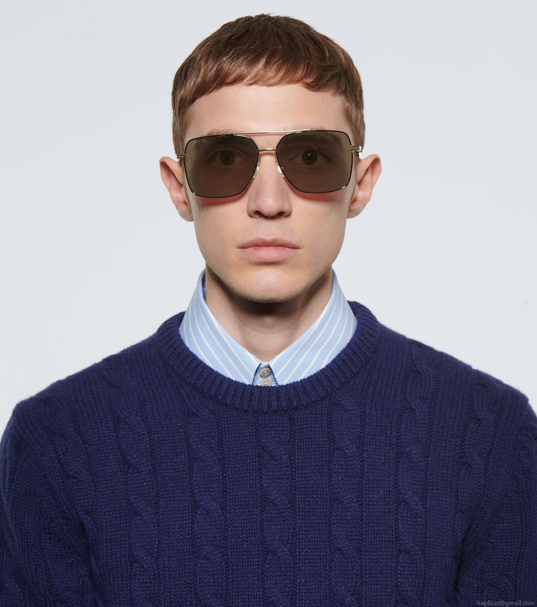 GucciSquare-frame metal sunglasses