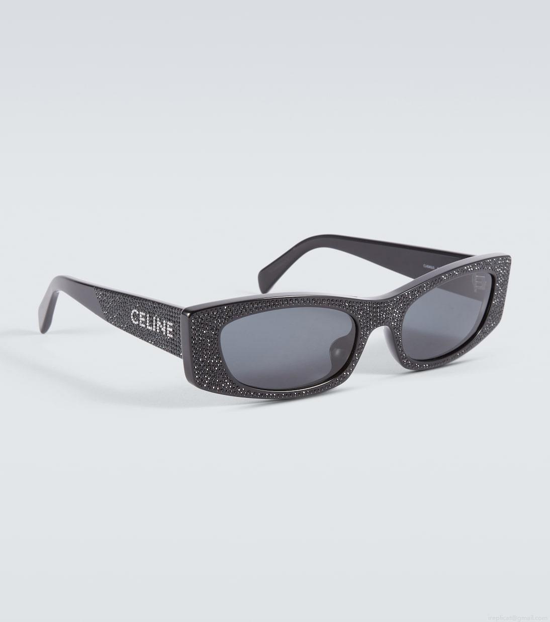 Celine EyewearCrystal-embellished rectangular sunglasses