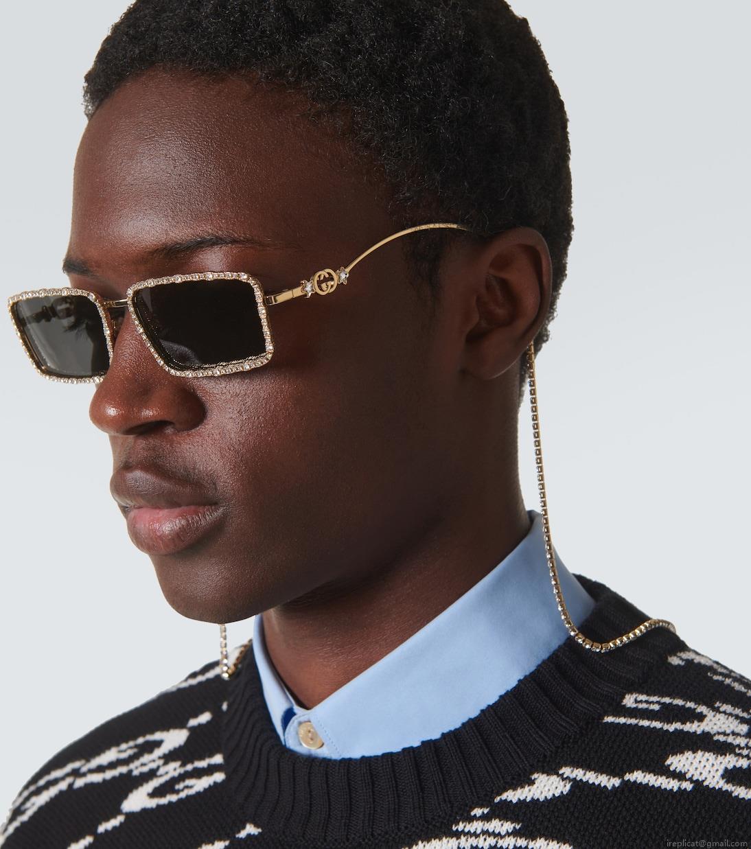 GucciEmbellished rectangular sunglasses