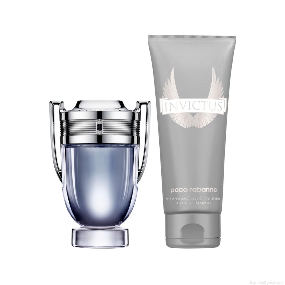 Kit Perfume Paco Rabanne Invictus Masculino Eau de Toilette 100 ml + Shampoo 100 ml