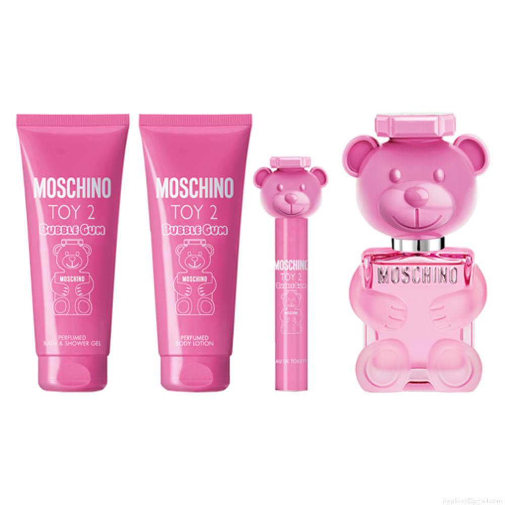 Kit Perfume Moschino Toy 2 Bubble Gum Wom Eau de Toilette 100 ml + Miniatura 10 ml + Gel de Banho 100 ml + Loção Corporal 100 ml