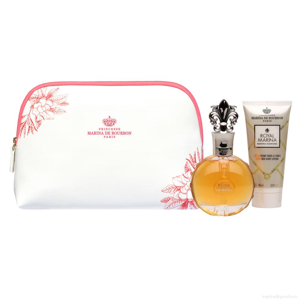 Kit Perfume Marina de Bourbon Royal Marina Diamond Feminino Eau de Parfum 20 ml + Loção Corporal 100 ml + Miniatura + Necessaire