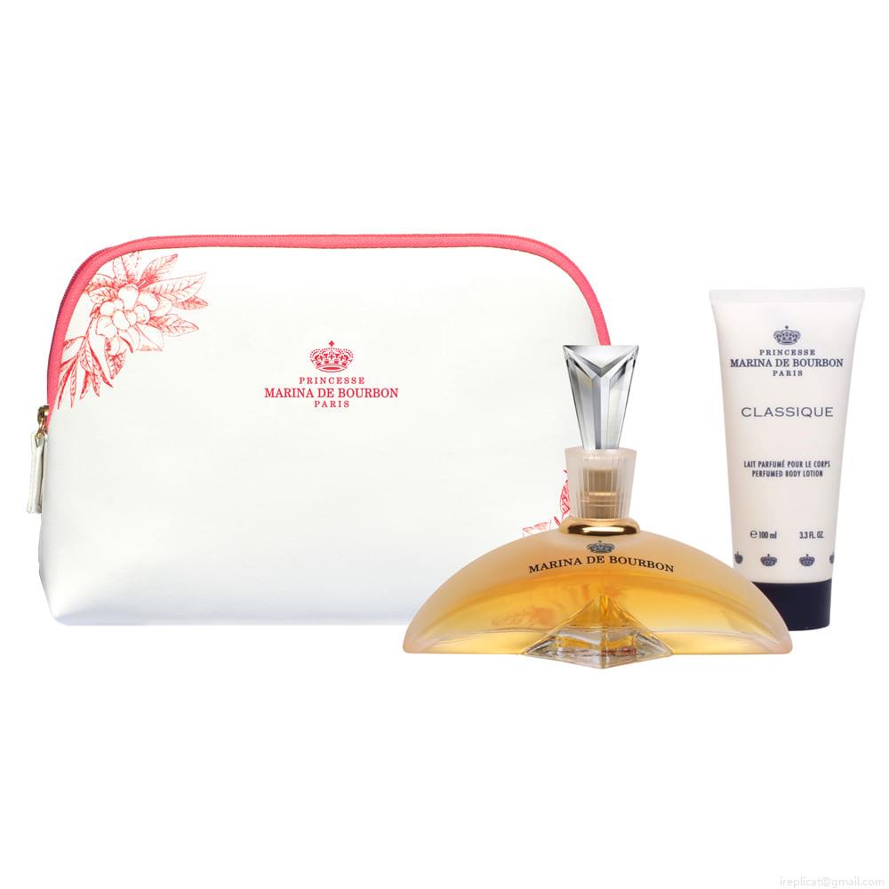 Kit Perfume Marina de Bourbon Classique Feminino Eau de Parfum 100 ml + Loção Corporal 100 ml + Necessaire