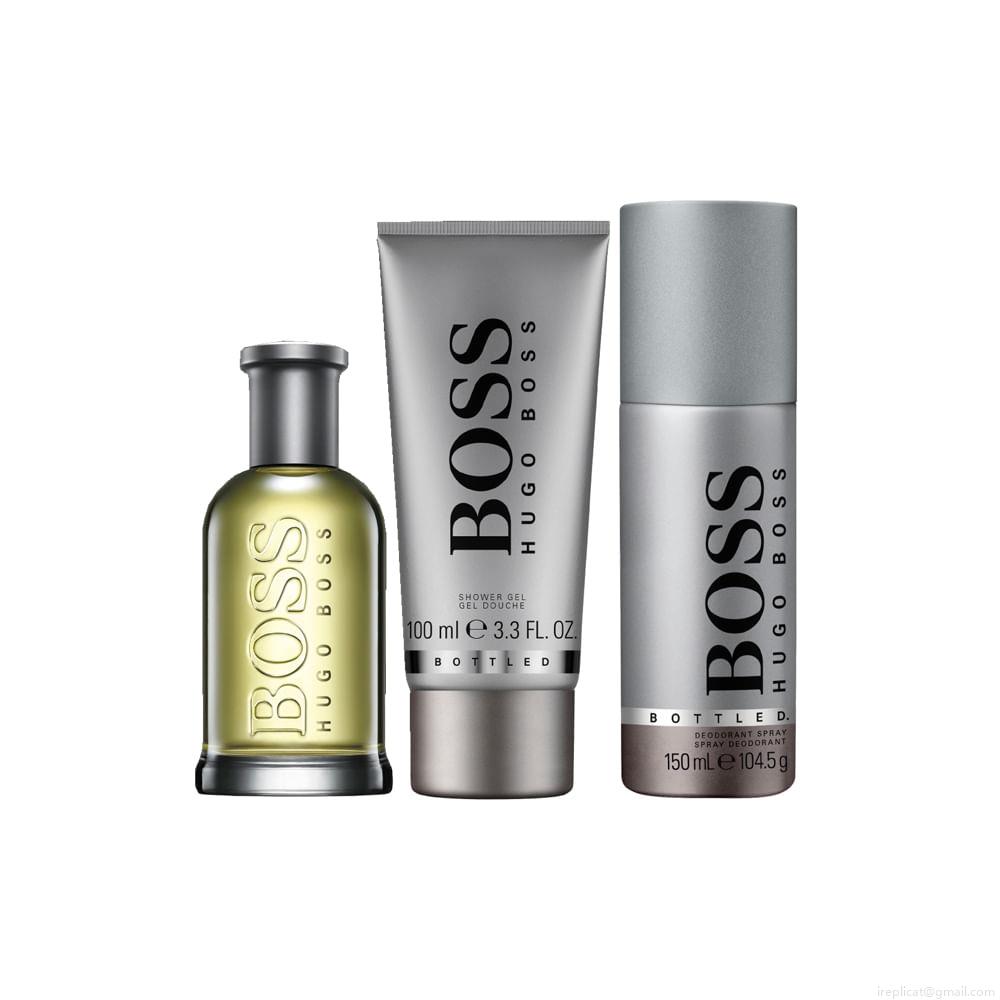 Kit Hugo Boss Bottled Masculino Eau de Toilette 100 ml + Gel de Banho 100 ml + Desodorante 150 ml