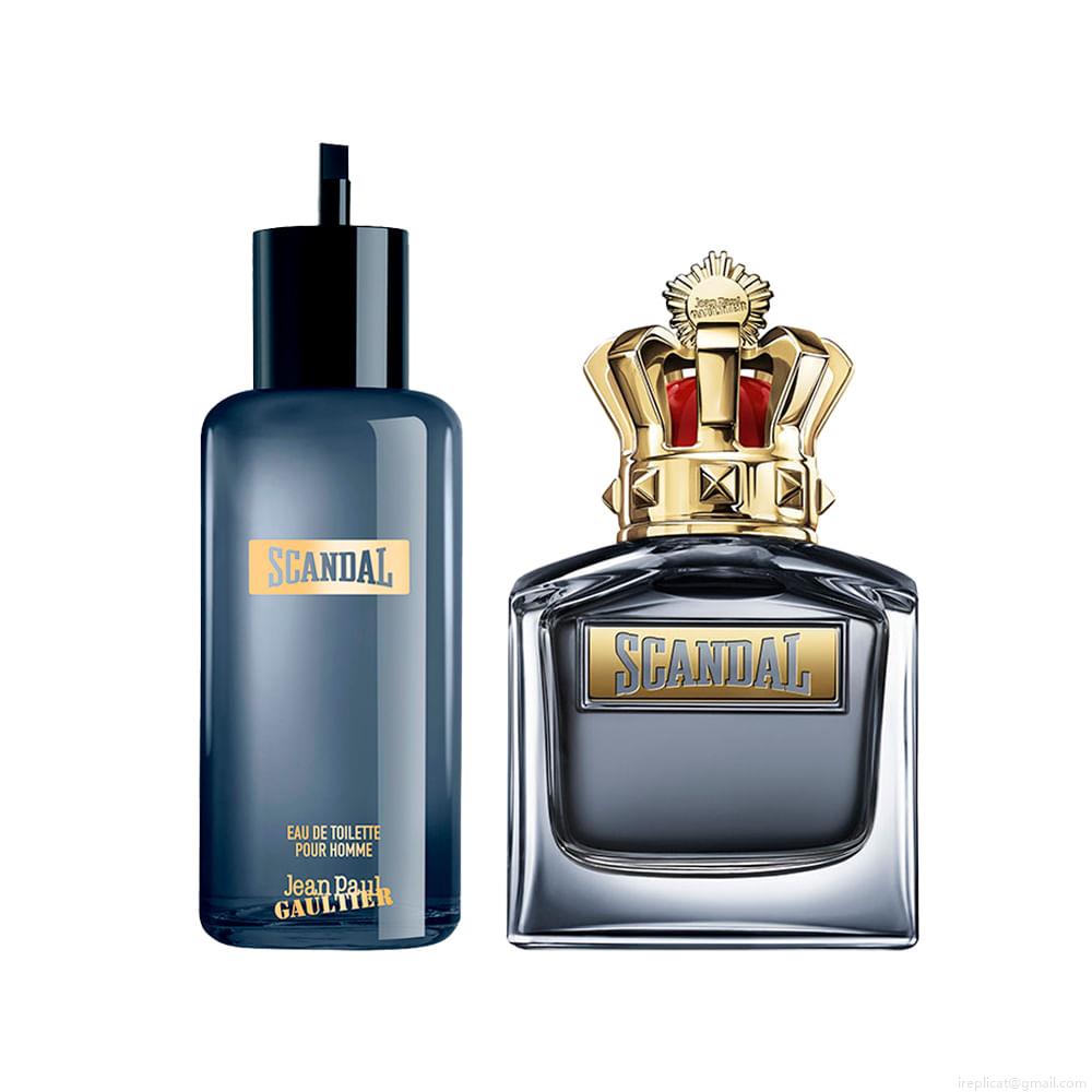 Kit Perfume Jean Paul Gaultier Scandal Pour Homme Masculino Eau de Toilette 200 ml Refil + Perfume 150 ml Recarregável