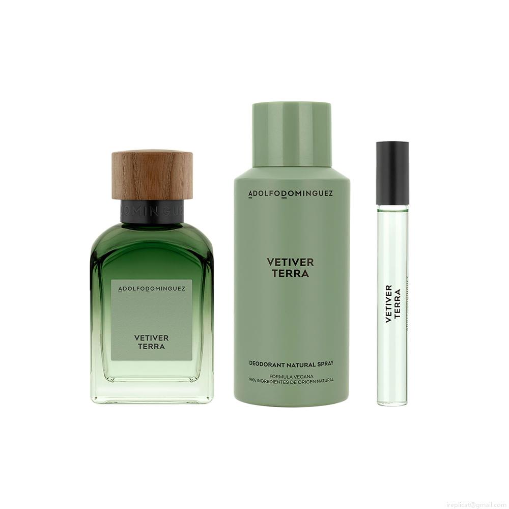 Kit Perfume Adolfo Dominguez Vetiver Terra Masculino Eau de Parfum 120 ml + Desodorante 150 ml + Miniatura 10 ml