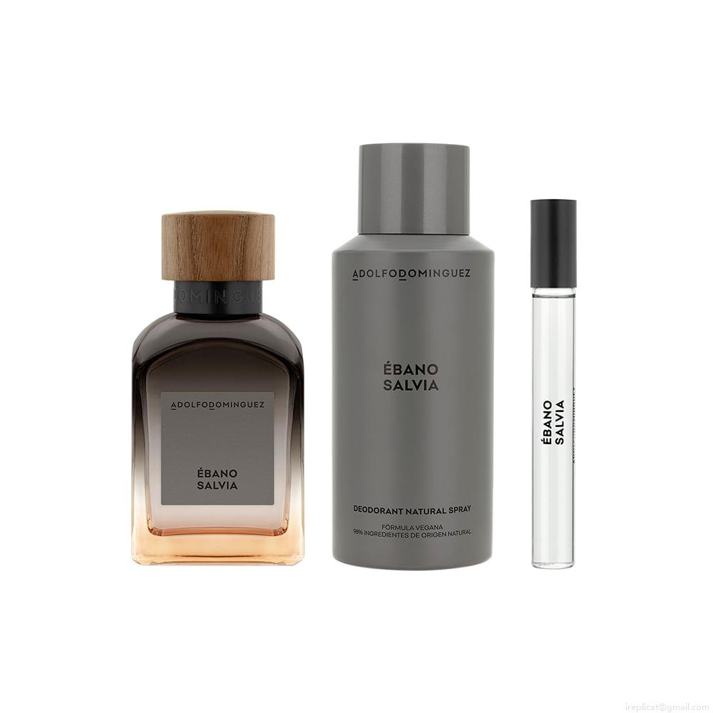 Kit Perfume Adolfo Dominguez Ébano Salvia Masculino Eau de Parfum 120 ml + Desodorante 150 ml + Miniatura 10 ml