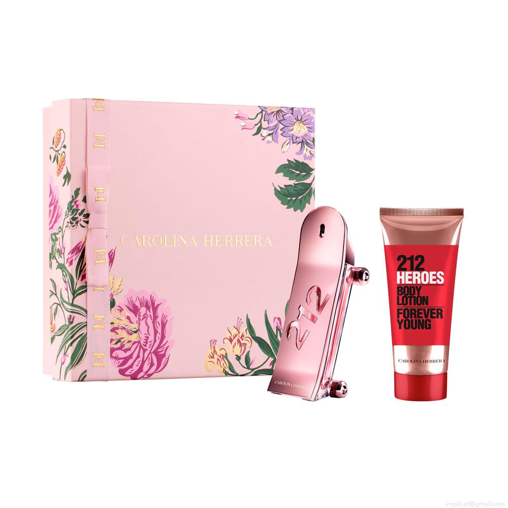 Kit Perfume Carolina Herrera 212 Heroes For Her Feminino Eau de Parfum 80 ml + Loção Corporal 100 ml