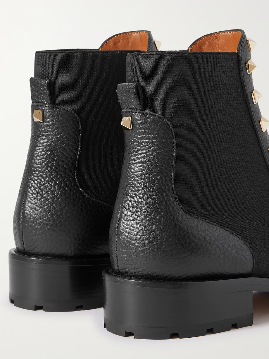 Rockstud Beatle textured-leather Chelsea boots