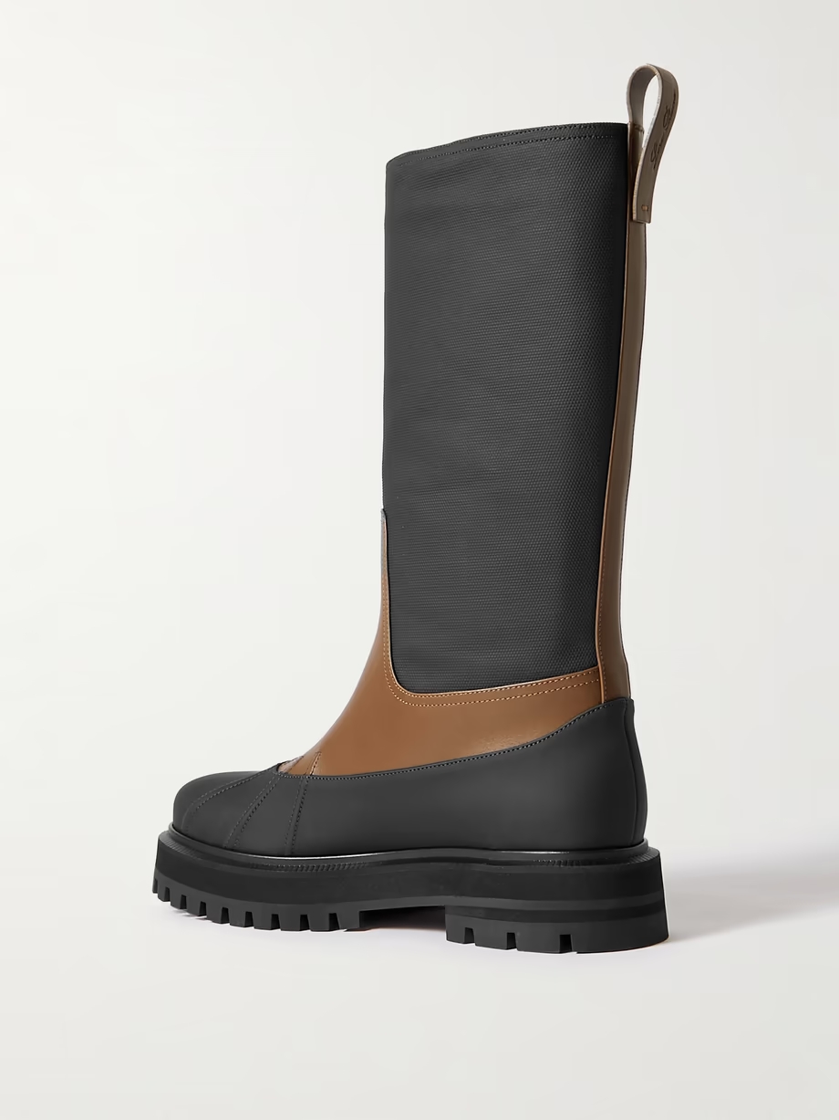 Regent Fishing leather and coated-canvas rain boots