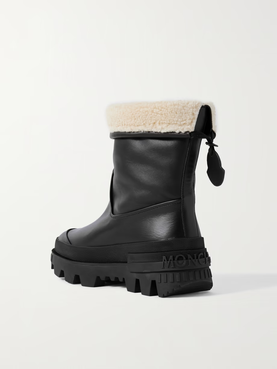 Moscova faux fur-trimmed leather ankle boots