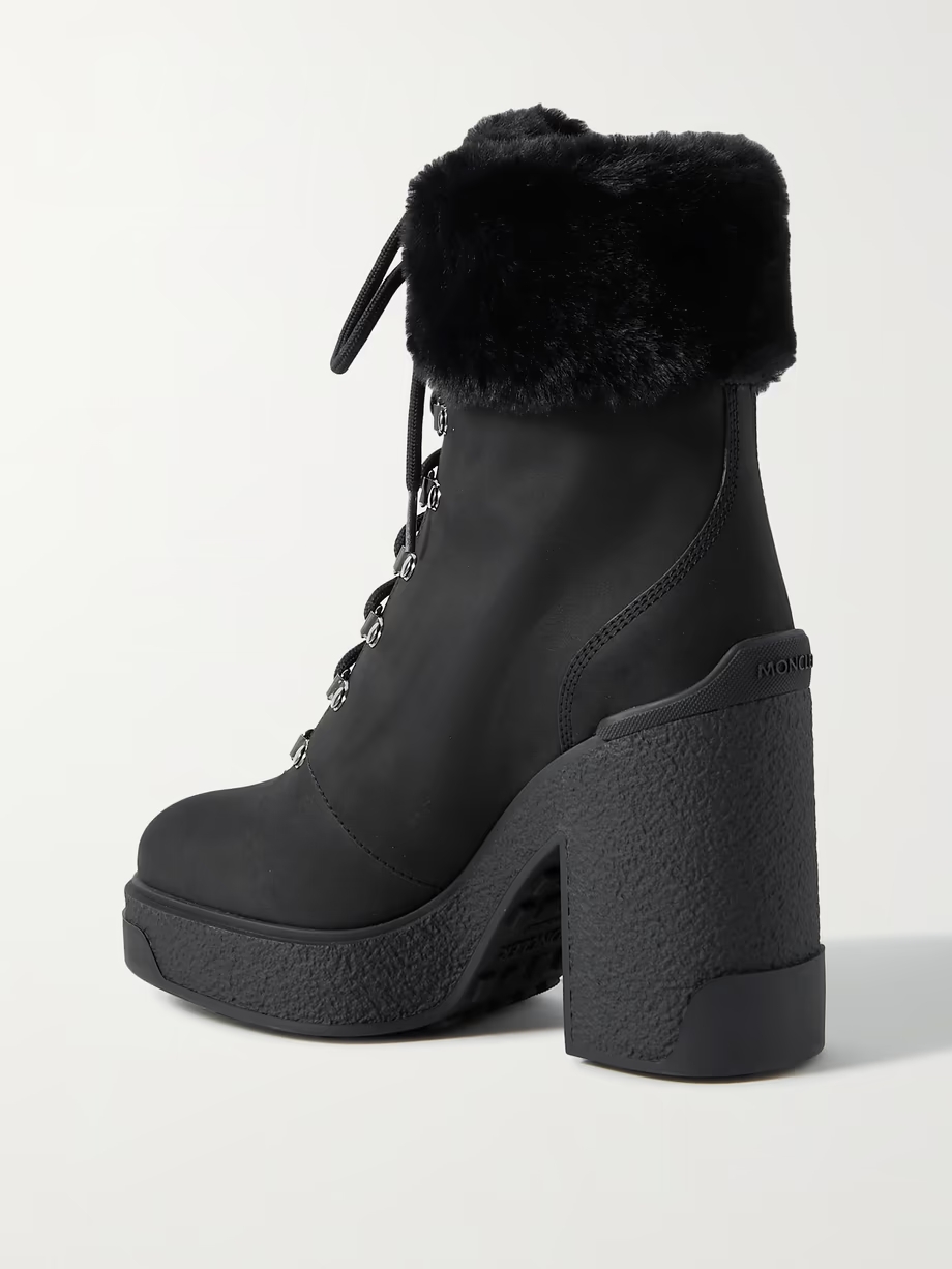 Claudia faux fur-trimmed nubuck ankle boot