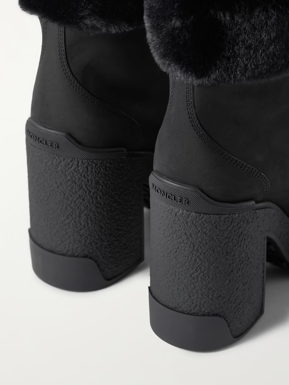 Claudia faux fur-trimmed nubuck ankle boot