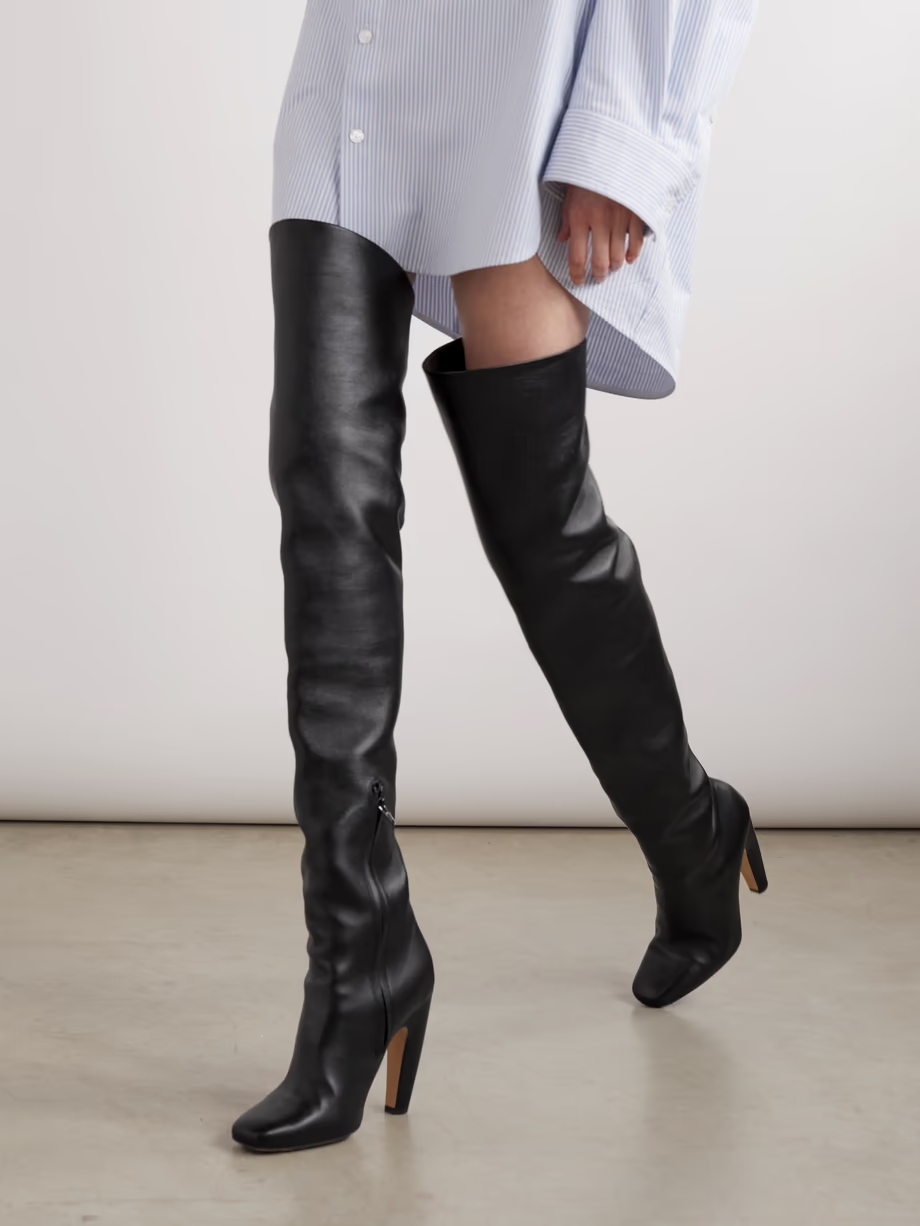 Veneta leather over-the-knee boots