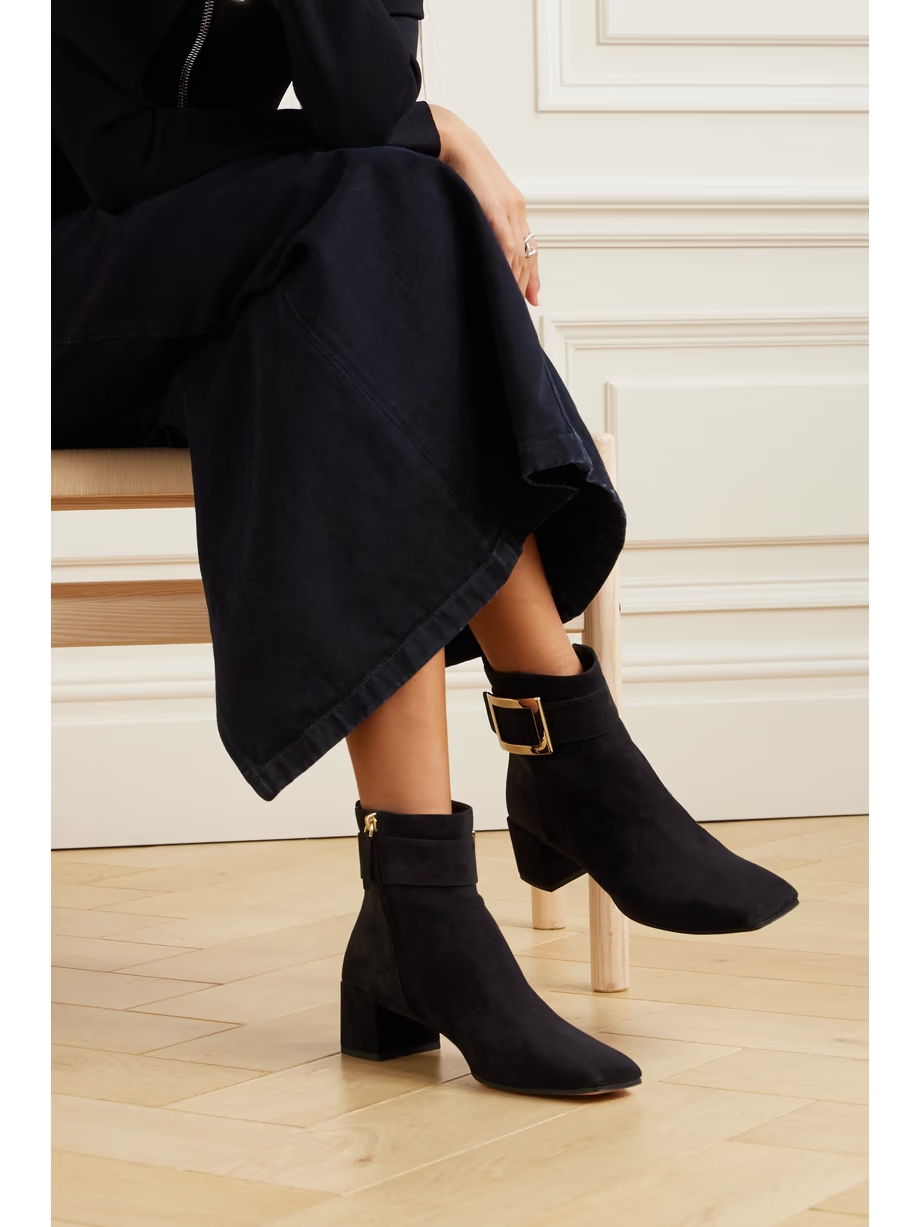 So Vivier buckled suede ankle boots