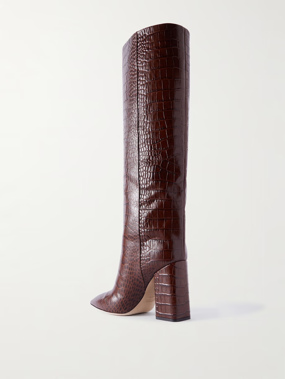 Anja croc-effect leather knee boots