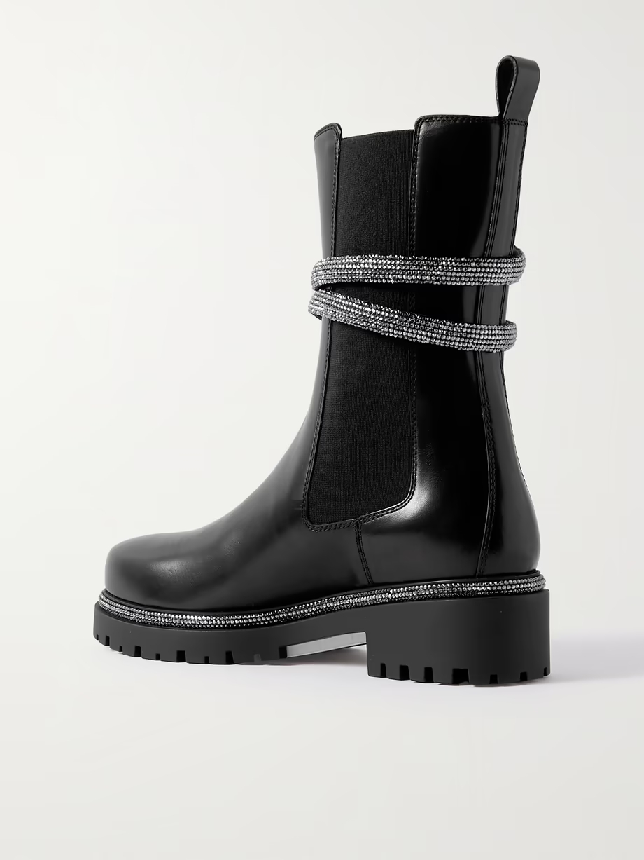 Cleo crystal-embellished leather Chelsea boots