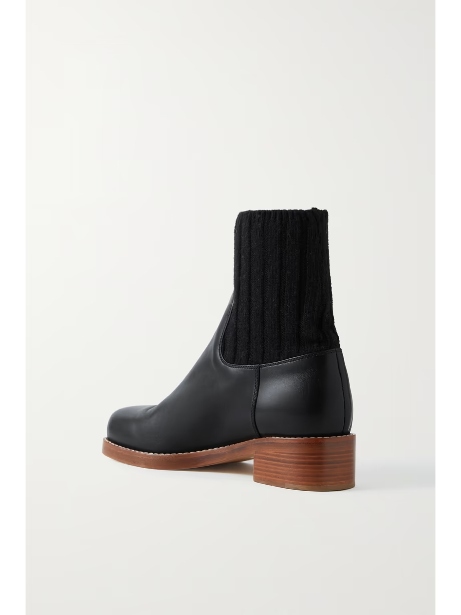 Hobbes ribbed cashmere-trimmed leather Chelsea boots