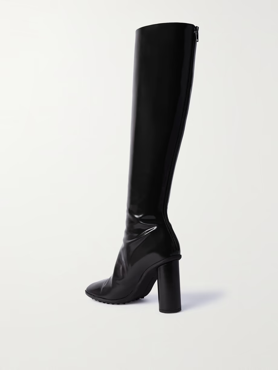 Latex knee boots